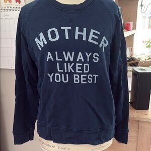 NWOT Mother Denim Navy Blue Graphic Sweatshirt- size L